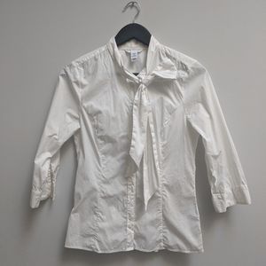 H&M tie-ribbon collar 3/4 sleeve blouse